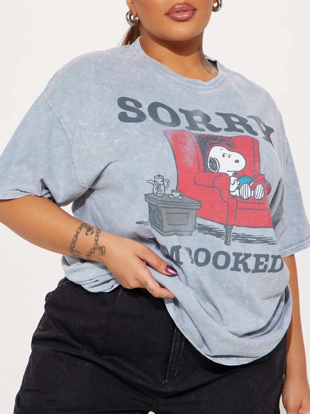 Fashion Nova Oversized Snoopy 'Sorry I'm Booked' Graphic Tee